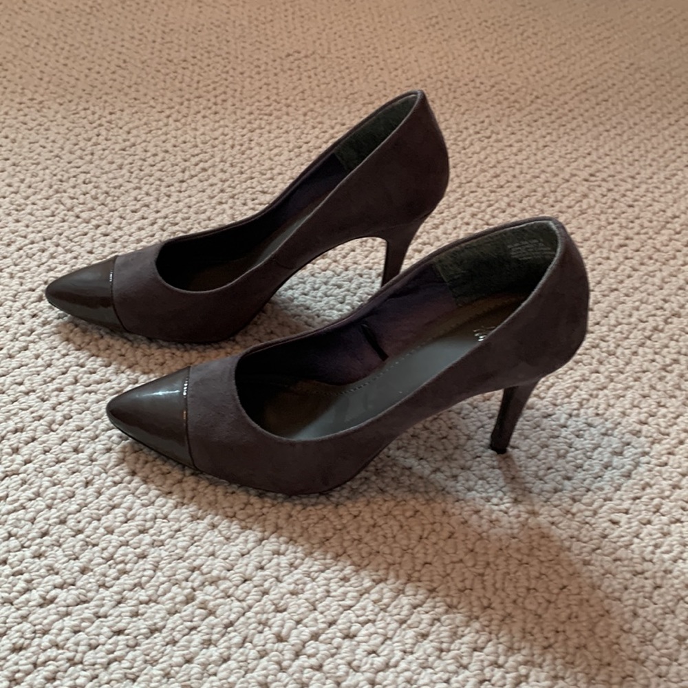Grey suede heels